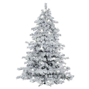Vickerman A806348LED - 4.5 ft Flocked Alaskan Pine Prelit Warm White LED Christmas Tree