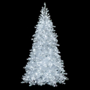 Vickerman G235676LED - 7.5 ft White Iridescent Spruce Prelit Warm White LED Christmas Tree