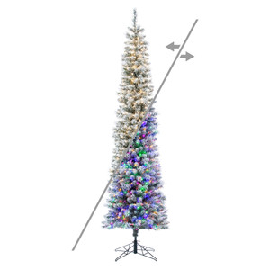 Vickerman G256363LEDCC - 6 ft Flocked Crest Pencil Prelit Color Changing LED Christmas Tree