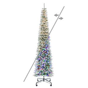 Vickerman G256383LEDCC - 9.5 ft Flocked Crest Pencil Prelit Color Changing LED Christmas Tree