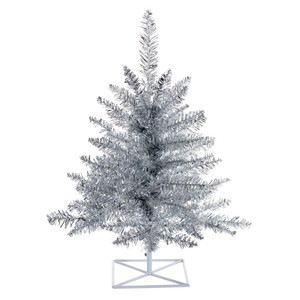 Vickerman K166820 - 2 ft Silver Tinsel Fir Unlit Christmas Tree