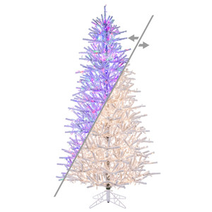 Vickerman K226058LEDCC - 5.5 ft Flocked Slim Pistol Pine Prelit Color Changing LED Christmas Tree