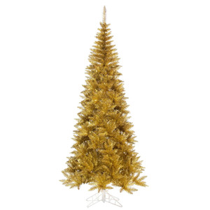 Vickerman K235375 - 7.5 ft Gold Slim Fir Unlit Christmas Tree