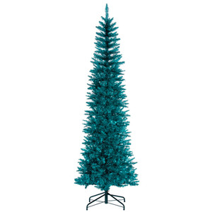 Vickerman K240885 - 9.5 ft Aqua Tinsel Pencil Unlit Christmas Tree