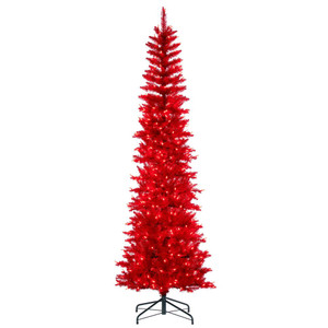Vickerman K241286LED - 9.5 ft Red Pencil Prelit Red LED Christmas Tree 