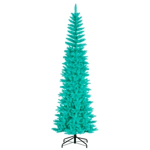 Vickerman K243975 - 7.5 ft Aqua Tinsel Pencil Unlit Christmas Tree 