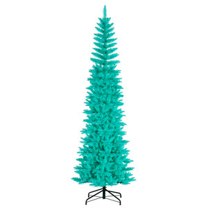 Vickerman K243980 - 8.5 ft Aqua Tinsel Pencil Unlit Christmas Tree