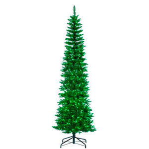 Vickerman K245566LED - 6.5 ft Green Pencil Prelit Green LED Christmas Tree