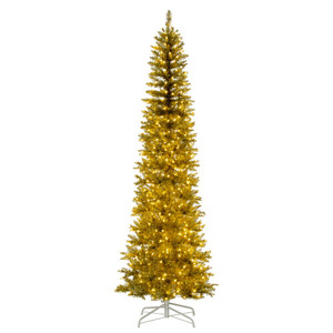 Vickerman K246176LED - 7.5 ft Champagne Pencil Prelit Warm White LED Christmas Tree