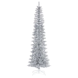 Vickerman K246575 - 7.5 ft Silver Tinsel Pencil Unlit Christmas Tree 