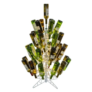 Vickerman K251241LED - 4 ft White Wine Bottle Tree Prelit Warm White LED Christmas Tree 