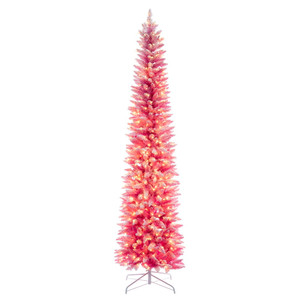 Vickerman K255081LED - 9 ft Flocked Pink Fir Prelit Warm White LED Christmas Tree