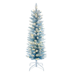 Vickerman K255531LED - 3 ft Flocked Baby Blue Fir Prelit Warm White LED Christmas Tree