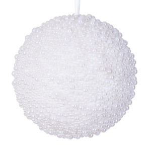 Vickerman EH241206 - 6 inch White Pearl Ball Christmas Ornament - 2 Pack 