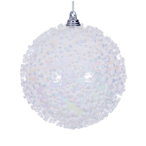 Vickerman MC250611W - 4 inch White Bead Christmas Ornament - 3 Pack