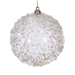 Vickerman MC250638W - 4 inch Champagne Bead Christmas Ornament - 3 Pack