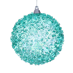 Vickerman MC250642W - 4 inch Teal Bead Christmas Ornament - 3 Pack 