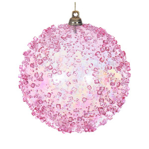 Vickerman MC250679W - 4 inch Pink Bead Christmas Ornament - 3 Pack