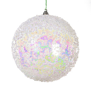 Vickerman MC250800W - 6 inch Clear Iridescent Bead Christmas Ornament - 2 Pack