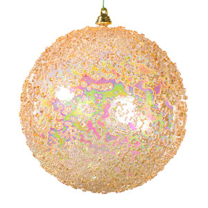 Vickerman MC250838W - 6 inch Champagne Bead Christmas Ornament - 2 Pack