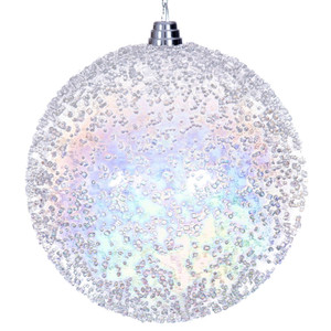 Vickerman MC250900W - 8 inch Clear Iridescent Bead Christmas Ornament