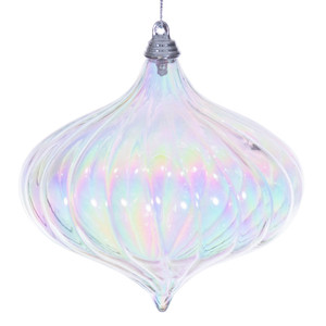 Vickerman MC251300W - 4.75 inch Clear Iridescent Onion Christmas Ornament - 2 Pack