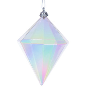 Vickerman MC252100W - 5 inch Clear Iridescent Diamond Christmas Ornament - 3 Pack 