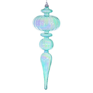 Vickerman MC252742W - 12 inch Teal Finial Christmas Ornament