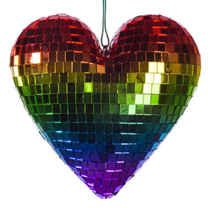 Vickerman MC253299W - 4.75 inch Multi-Color Shiny Heart Christmas Ornament - 2 Pack