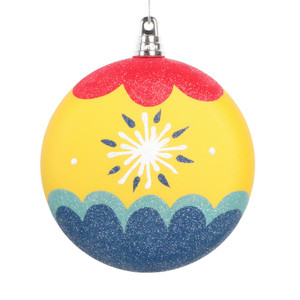 Vickerman MT232004 - 4 inch Yellow Hand-Painted Christmas Ornament - 3 Pack 