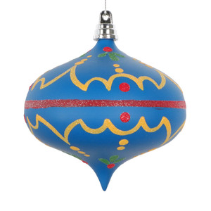 Vickerman MT232041 - 4 inch Blue Hand-Painted Christmas Ornament