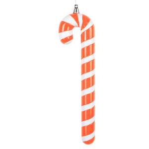 Vickerman MT251628W - 12 inch Orange Enamel Candy Cane Christmas Ornament - 2 Pack