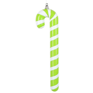 Vickerman MT251673W - 12 inch Lime Enamel Candy Cane Christmas Ornament - 2 Pack