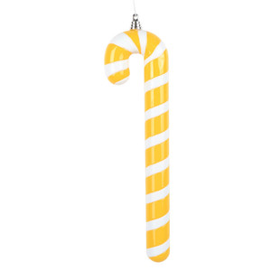 Vickerman MT251678W - 12 inch Yellow Enamel Candy Cane Christmas Ornament - 2 Pack