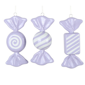 Vickerman MT252886W - 7.5 inch Lavender Enamel Assorted Candy Christmas Ornament - 3 Pack