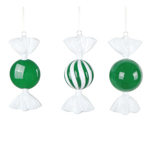 Vickerman MT253004W - 7 inch Green Enamel Assorted Candy Christmas Ornament - 3 Pack
