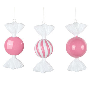 Vickerman MT253059W - 7 inch Hot Pink Enamel Assorted Candy Christmas Ornament - 3 Pack