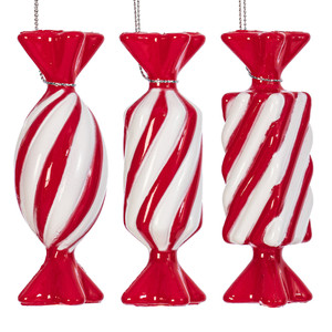 Vickerman MT253203W - 4 inch Red Enamel Assorted Candy Christmas Ornament - 6 Pack