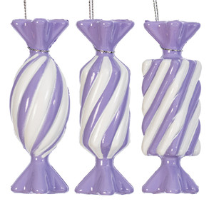 Vickerman MT253286W - 4 inch Lavender Enamel Assorted Candy Christmas Ornament - 6 Pack