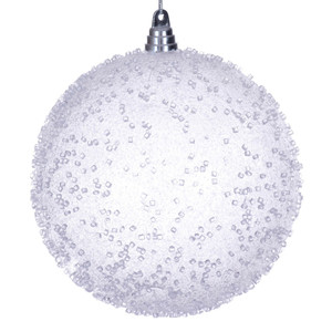Vickerman MT254211W - 8 inch White Ball Christmas Ornament