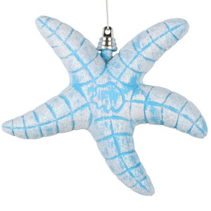 Vickerman MT255612W - 6.5 inch Turquoise Glitter Starfish Christmas Ornament - 2 Pack