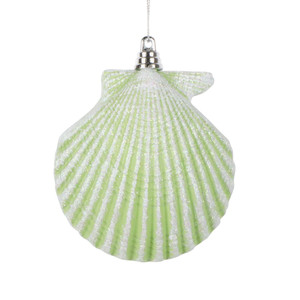 Vickerman MT256654W - 4 inch Celadon Glitter Seashell Christmas Ornament - 3 Pack