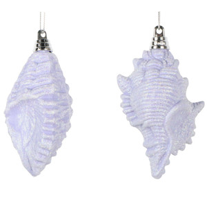 Vickerman MT256886W - 4 inch Purple Glitter Conch Shell Christmas Ornament - 4 Pack 