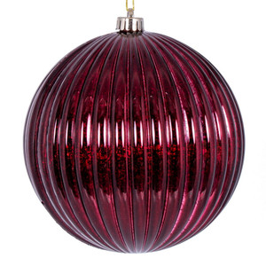 Vickerman N162265D - 4 inch Burgundy Mercury Ball Christmas Ornament - 6 Pack