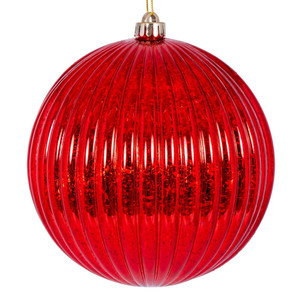Vickerman N162403D - 6 inch Red Mercury Ball Christmas Ornament - 4 Pack 