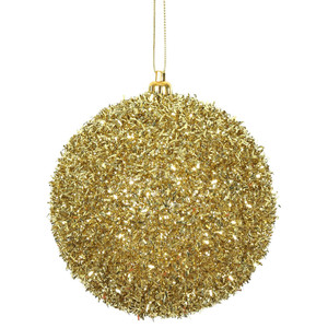 Vickerman N178008D - 4 inch Gold Ball Christmas Ornament - 4 Pack 
