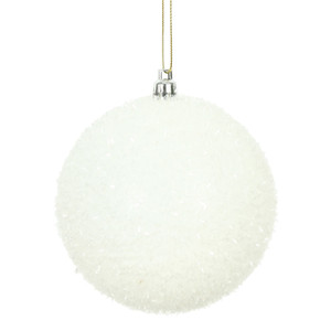 Vickerman N178011D - 4 inch White Ball Christmas Ornament - 4 Pack