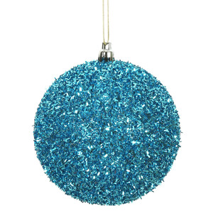 Vickerman N178012D - 4 inch Turquoise Ball Christmas Ornament - 4 Pack 