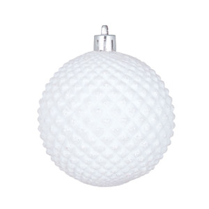 Vickerman N188711D - 6 inch White Durian Glitter Ball Christmas Ornament - 4 Pack 