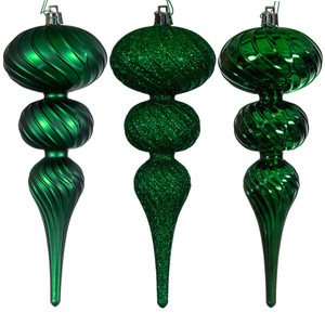 Vickerman N230104D - 8 inch Green Assorted Finial Christmas Ornament